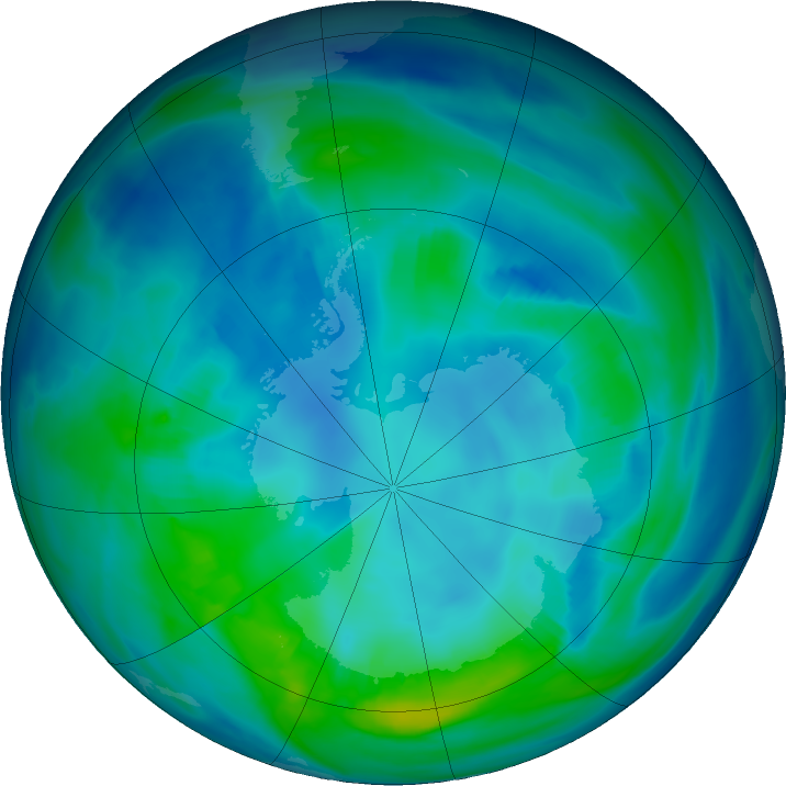 Antarctic ozone map for 03 May 2021